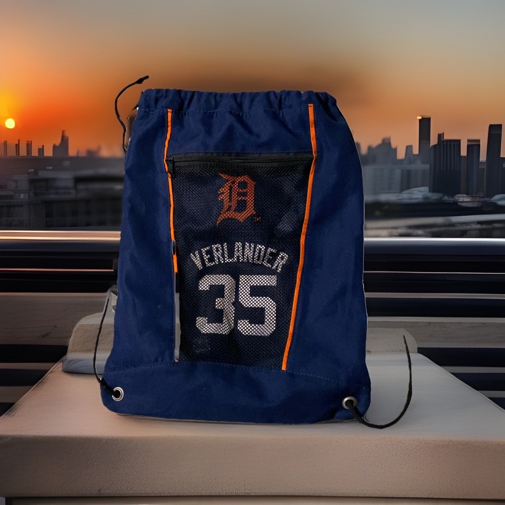 Detroit Tigers MLB‎ Drawstring Backpack Verlander 35 Forever Stadium Gym Bag